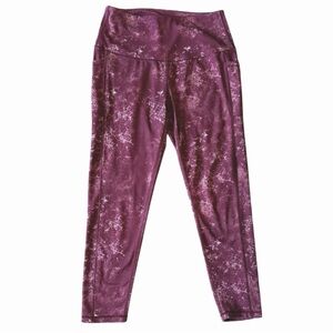 LEG END mauve/pink tie dye high waist crop yoga athletic workout leggings size L